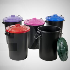 Heavy Duty Dustbin & Lid with Metal Clip Handles 85L